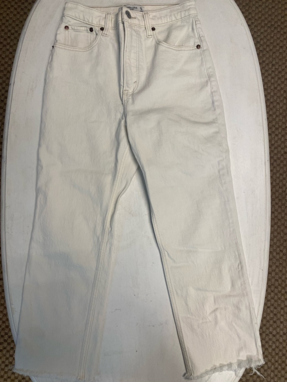 Abercrombie & Fitch Off-White Ankle Straight Jeans